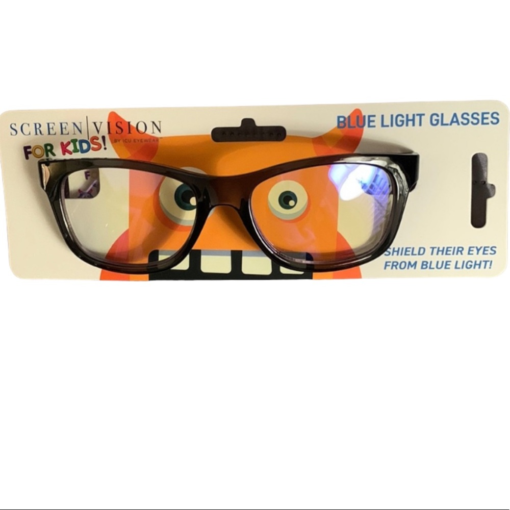 ICU Screen Vision Blue Light Glasses for Kids - Oval Crystal Grey -NWT